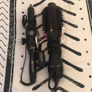 Bundle of 2 Revlon Hair Dryer Brush & Curling Iron